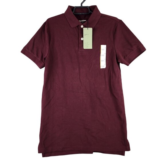 Mens Goodfellow Burgundy Standard Fit Polo Shirt Short Sleeve Polyester Blend S - Picture 1 of 6